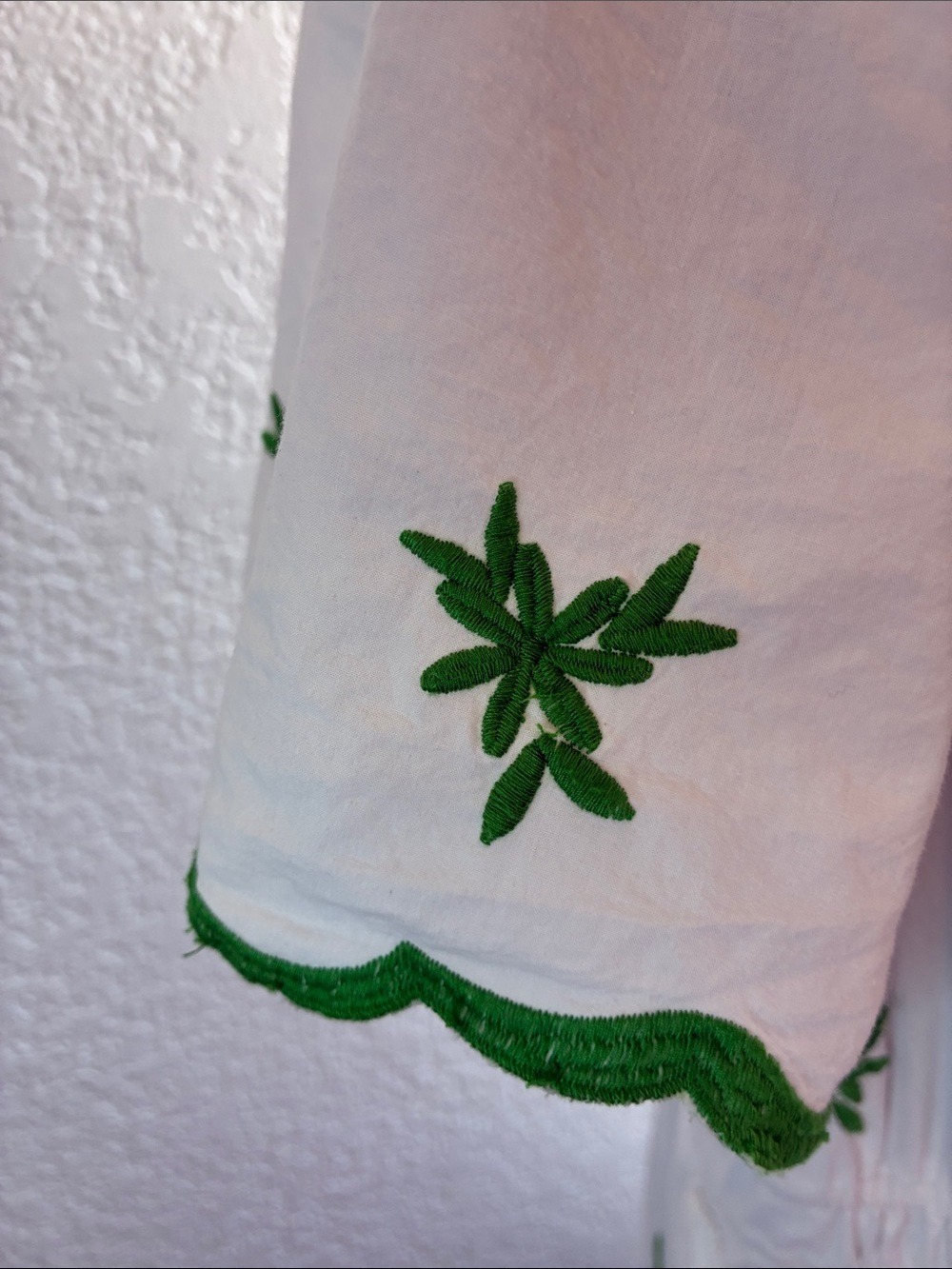 Anthropologie The Somerset Embroidered Maxi Dress White Green Floral Leaves XL - Picture 8 of 11